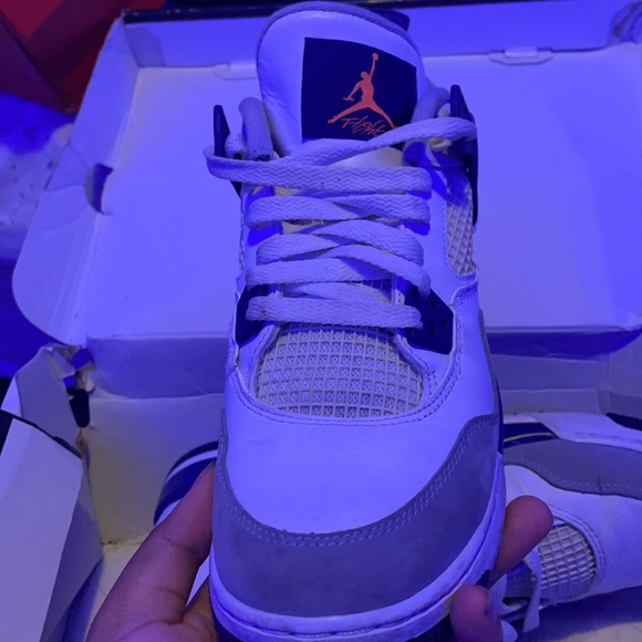 Air Jordan 4 Retro Deep Royal Blue White, Orange - Picture 2 of 3